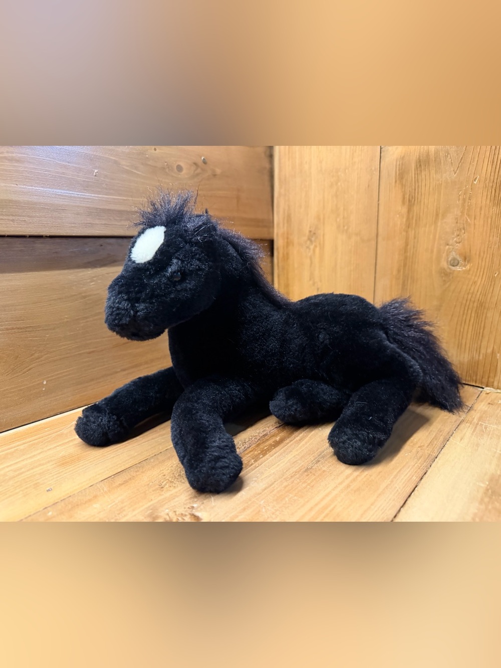 Black Plush Horse Foal with White Forehead Marking Stuffed Toy Black Beauty